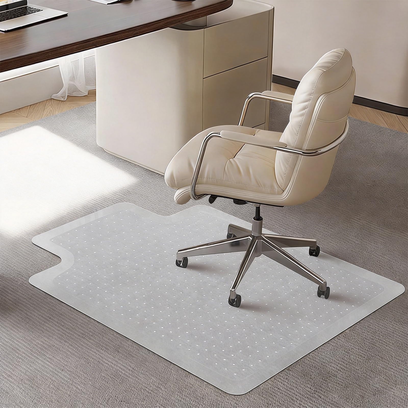 Chair Mat for Carpeted Floor with Lip,47''×36'' PVC Carpet Protector for Low Pile Carpets Heavy Duty Effective Grip Anti-Slip,Won't Crack,Easy to Clean for Office and Home