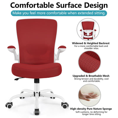Office Chair, Ergonomic Desk Chair Breathable Mesh Chairs Adjustable High Back Lumbar Support Flip-up Armrests, Executive Rolling Swivel Comfy Computer Chairs Home Office Fire Brick