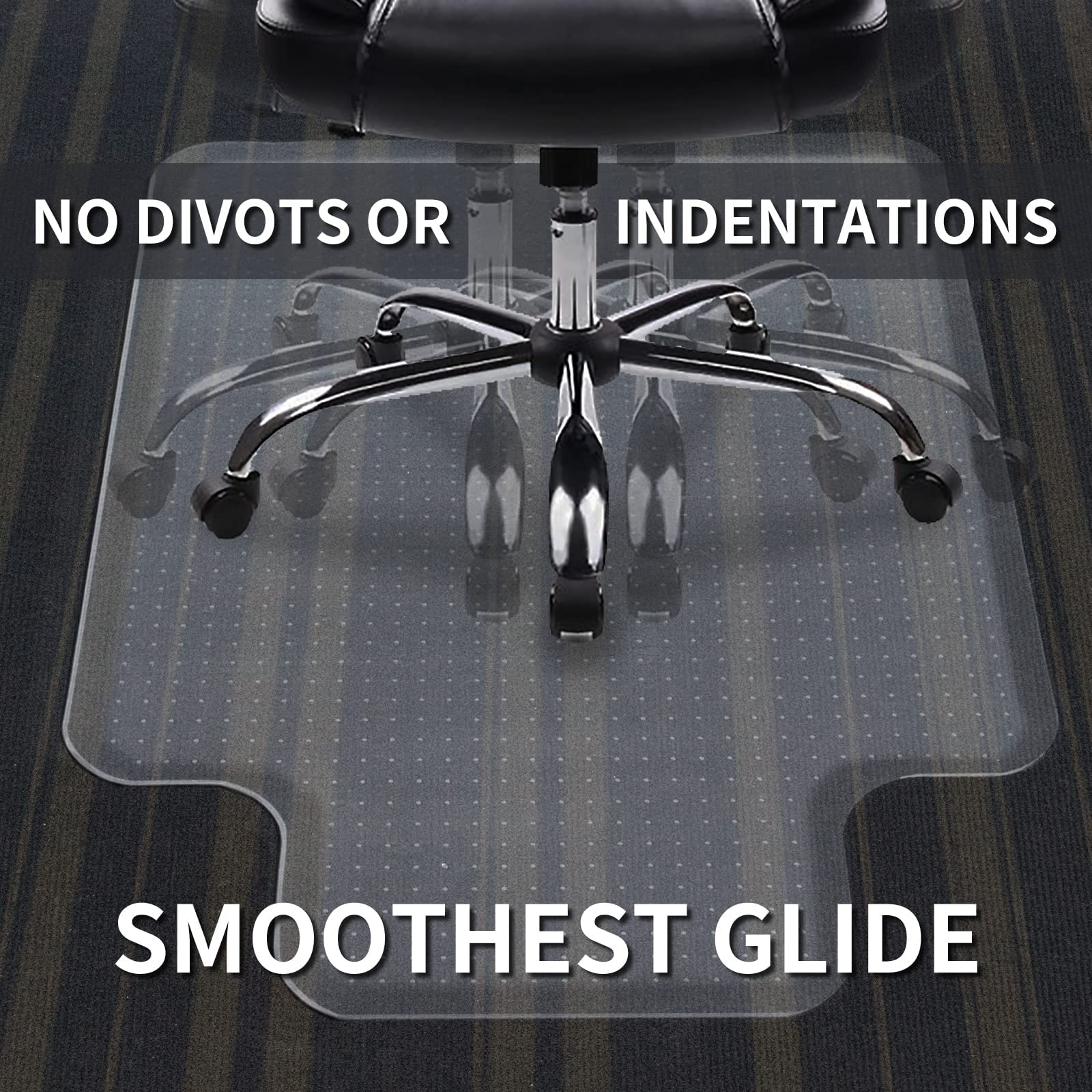 Chair Mat for Carpeted Floor with Lip,47''×36'' PVC Carpet Protector for Low Pile Carpets Heavy Duty Effective Grip Anti-Slip,Won't Crack,Easy to Clean for Office and Home