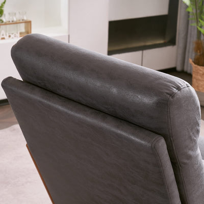 High Back Microfiber Dark Grey Mid Century Modern Accent Chair, Soild Wood Padding Lounge Armchairs Side Sitting Chairs for Living Room, Bedroom, Guest Room