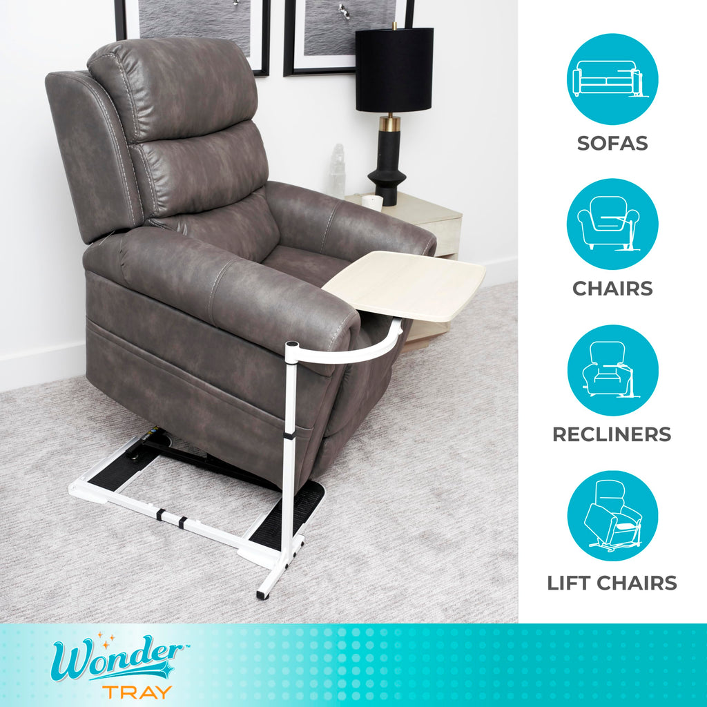 Wonder Tray, Adjustable Swivel Table, Large Laptop Stand, Couch Desk, Side Tables & Gaming Bench, TV-Trays for Eating on Couches, Chairs, Recliners, Maple