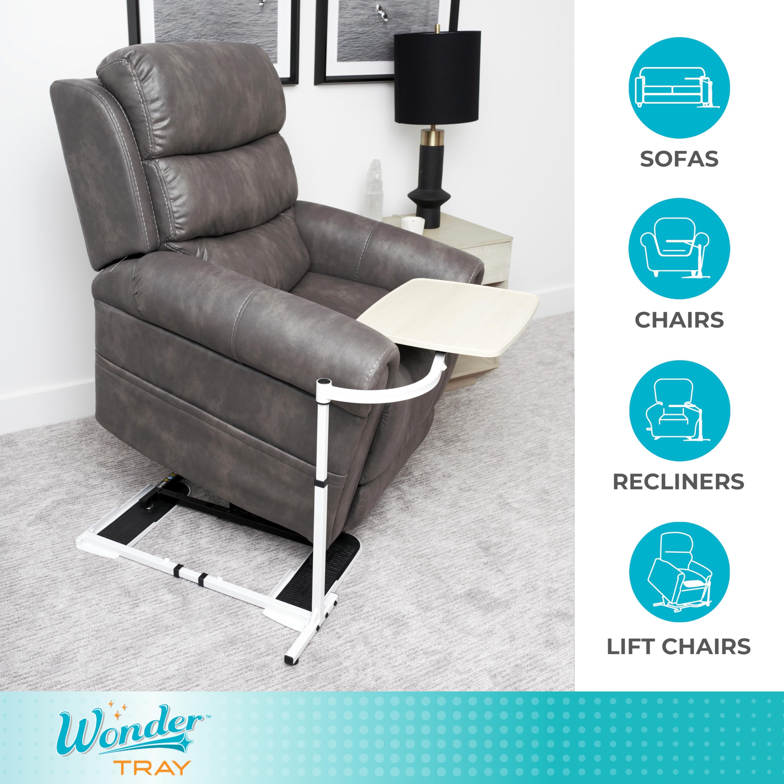 Wonder Tray, Adjustable Swivel Table, Large Laptop Stand, Couch Desk, Side Tables & Gaming Bench, TV-Trays for Eating on Couches, Chairs, Recliners, Maple