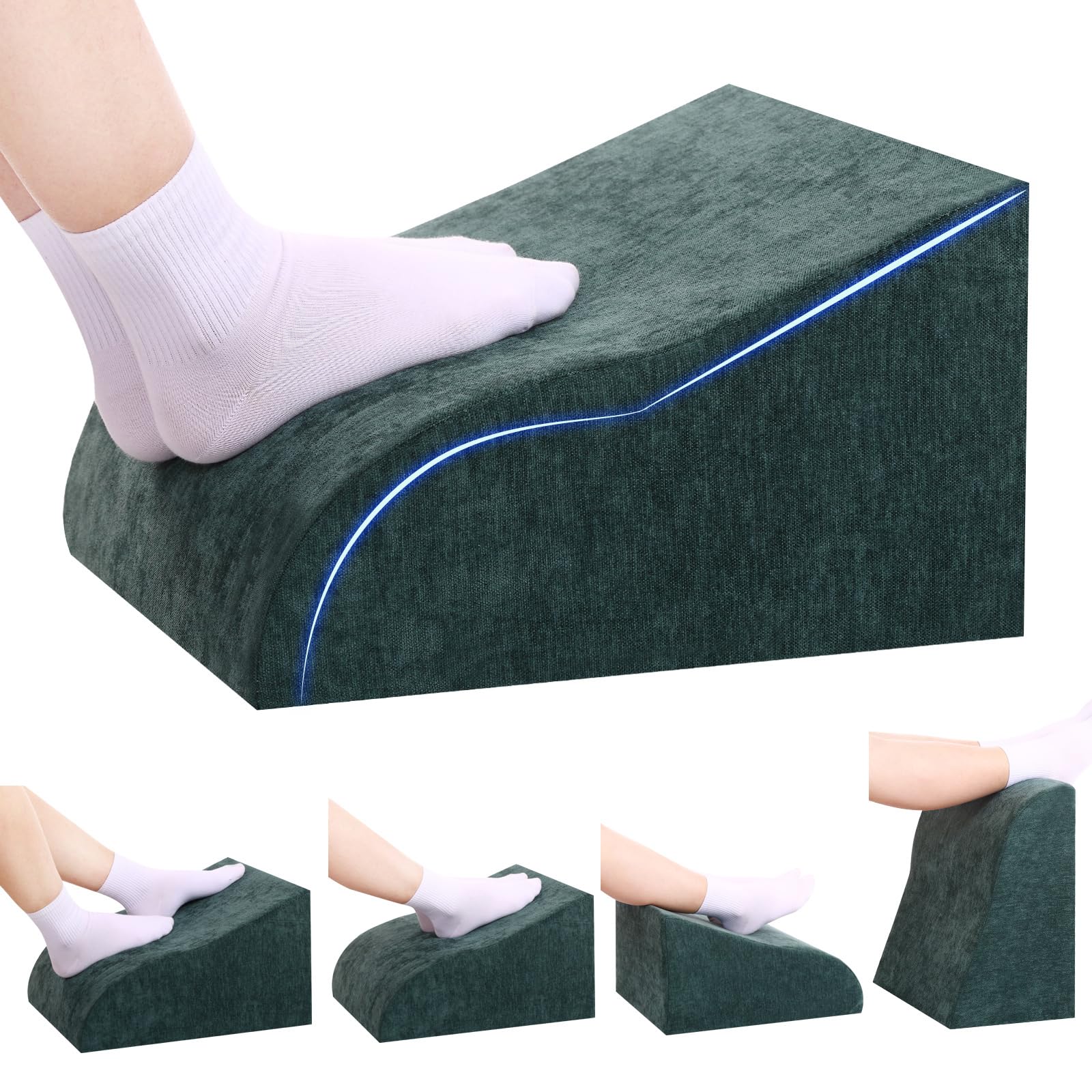Foot Rest for Under Desk at Work, Ergonomic Under Desk Footrest with Washable Cover for Office, Home & Gaming Leg Elevation Pillow Green