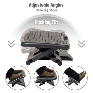 Adjustable Foot Rest with Elastomer Pad for Comfort and Support, Ergonomic Foot Platform, Height Adjustable, Black