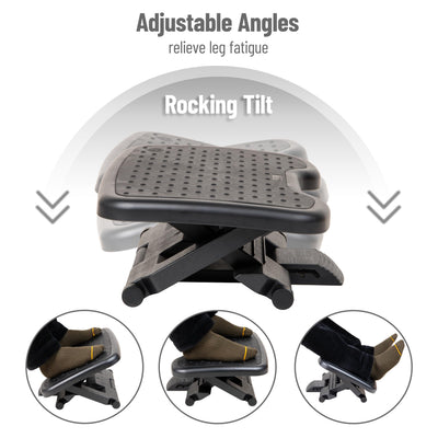 Adjustable Foot Rest with Elastomer Pad for Comfort and Support, Ergonomic Foot Platform, Height Adjustable, Black