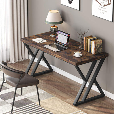 55 Inch Large Simple Industrial Computer Desk Study Writing Table Home Office Workstation,Rustic Brown