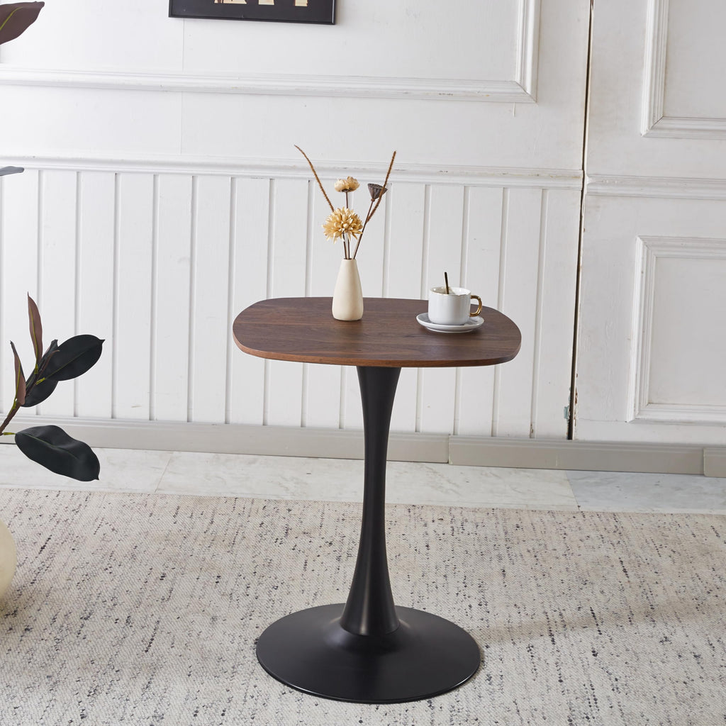 23.6" Square Tulip Dining Table, Mid-Century Tulip Table Kitchen Tulip Dining Table 2 People with MDF Table Top & Metal Base for Office Living Room
