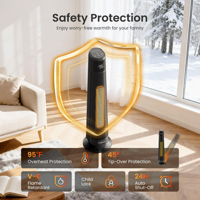 1500W Space Heaters for Indoor Use Large Room, WIFI Electric Heater with Voice Control, 5 Modes, ECO Thermostat, 12H Timer, Quiet & Safety PTC Ceramic Heater for Bedroom, Black, 1 Pack