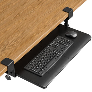 KMT01 Under Desk Keyboard Tray, Pull-Out Keyboard & Mouse Platform with C-Clamp, 25.6 x 11.8 in Space-Saving Ergonomic Slide-Out Drawer, Black
