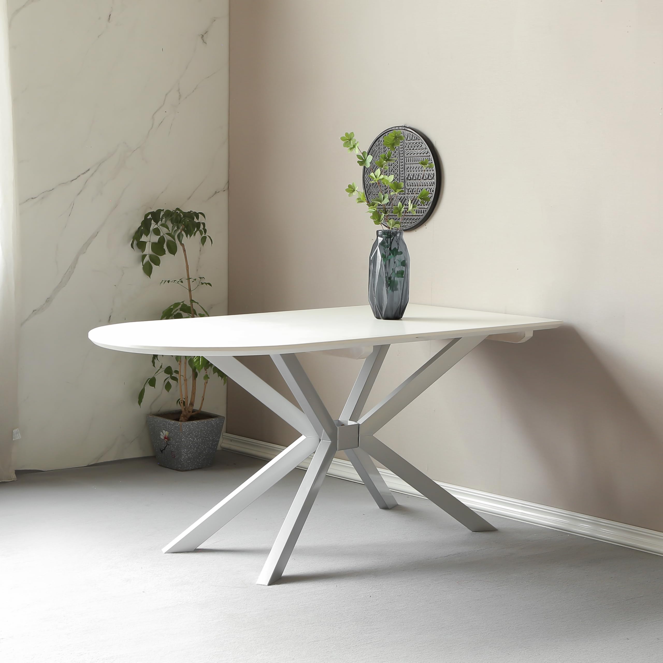 Modern Table Base 29" Metal Dining Table Legs with Suction Cups, Desk Base for Marble,Glass,Wood Top, Furniture Legs for Coffee Table,Home,Kitchen, Office (Silver)