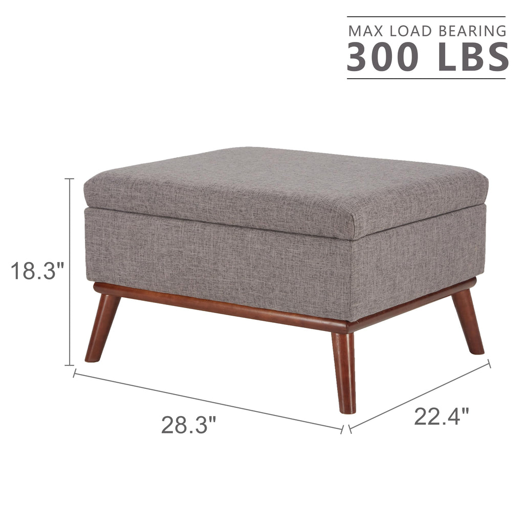 65" W Loveseat Sofa with Ottoman Coffee Table, Mid Century Modern Decor Love Seat Couches and Ottoman with Storage for Living Room, Button Tufted Upholstered Love Seats Furniture Set, Grey