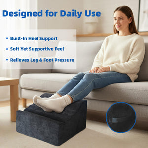 Foot Rest Under Desk, Ergonomic Foot Stool, Comfortable Office Footrest with Curved Design, with Washable Cover for Home and Office, Relieves Leg Pressure (Dark Gray)