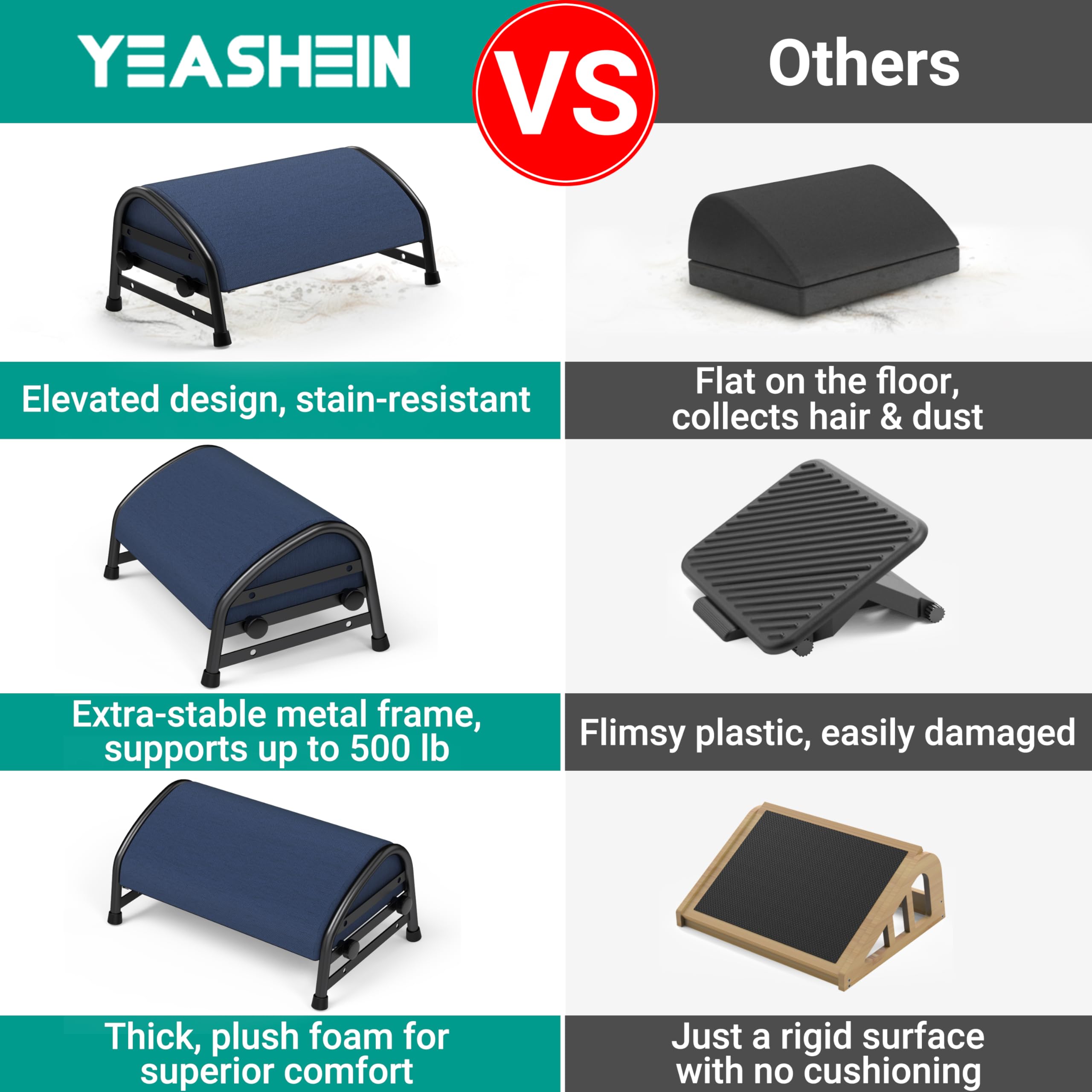 Adjustable Foot Rest for Under Desk at Work, Ergonomic Foot Stools with 7 Positions, Elevated Cushion Under Desk Footrest with Metal Frame, Leg Rest Used for Home, Car, PC Gaming Accessories
