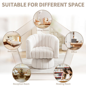 Swivel Accent Barrel Chair - Cute Comfy Small Round 360° Arm Chair Velvet Sofa Club Reading Chair for Living Room Bedroom Office White