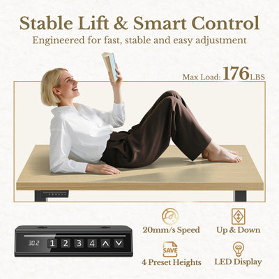 Electric Standing Desk, 48 Inch Adjustable Height Sit Stand Up Desk with 1.18