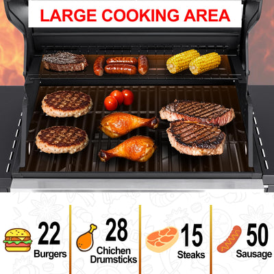 3-Burner Propane Gas Grill with Stainless Steel Cabinet - Outdoor BBQ Grill Side Table, Knob Controls, Cast Iron Grates & Thermometer