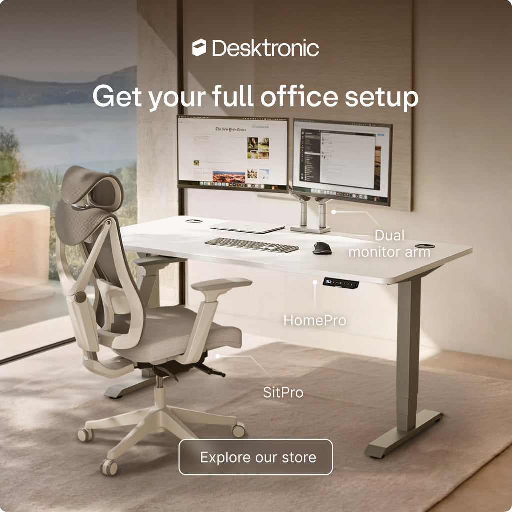 HomePro Standing Desk 54x28 — Made in Europe, Ergonomic Sit Stand Home Office Desk, Electric Height Adjustable, Dual Motor, USB & USB-C Charging, Wobble-Free, Touchscreen, 3 Memory Presets