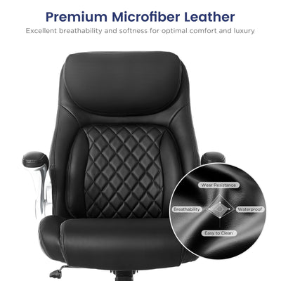 Ergonomic Office Chair Premium Microfiber Leather Adjustable Lumbar Support & Armrests, High Back Comfy Desk Gaming Chairs Executive Computer Swivel Chair Tilt Function(Posture,Black)