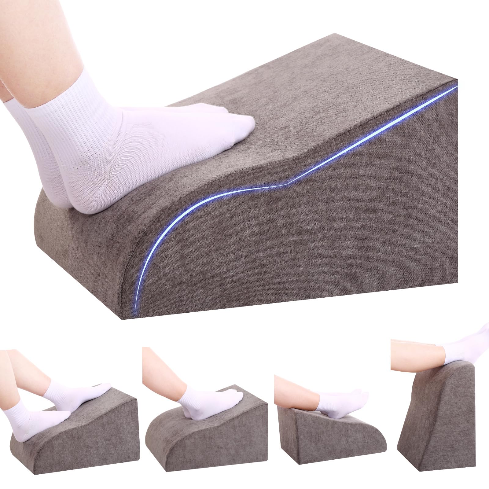 Foot Rest for Under Desk at Work, Ergonomic Under Desk Footrest with Washable Cover for Office, Home & Gaming Leg Elevation Pillow Dark Gray
