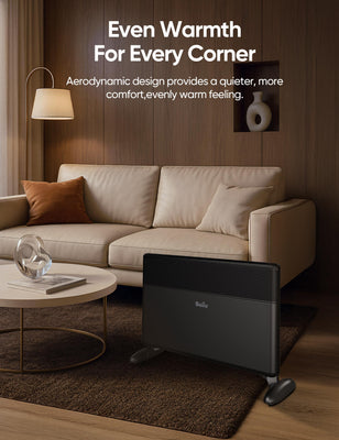 Convection Panel Heater,1500W Space Heater for Large Room Indoor use with Programmable Thermostat,WiFi App Control,Smart Quiet,Works with Alexa,Black