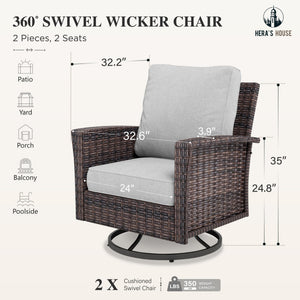 High Back Outdoor Swivel Chairs with 5.5