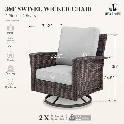 High Back Outdoor Swivel Chairs with 5.5