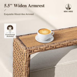 6 Pieces Sectional Patio Furniture Set, All Weather Patio Conversation Set, Outdoor Rattan Wicker Sofa with 5.3
