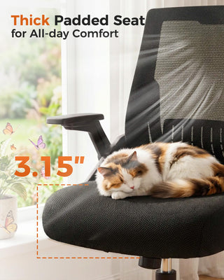 Ergonomic Office Chair with Flip-up Armrests Executive Computer Chair for Home Office, Breathable Mesh & Comfy Lumbar Support, Black
