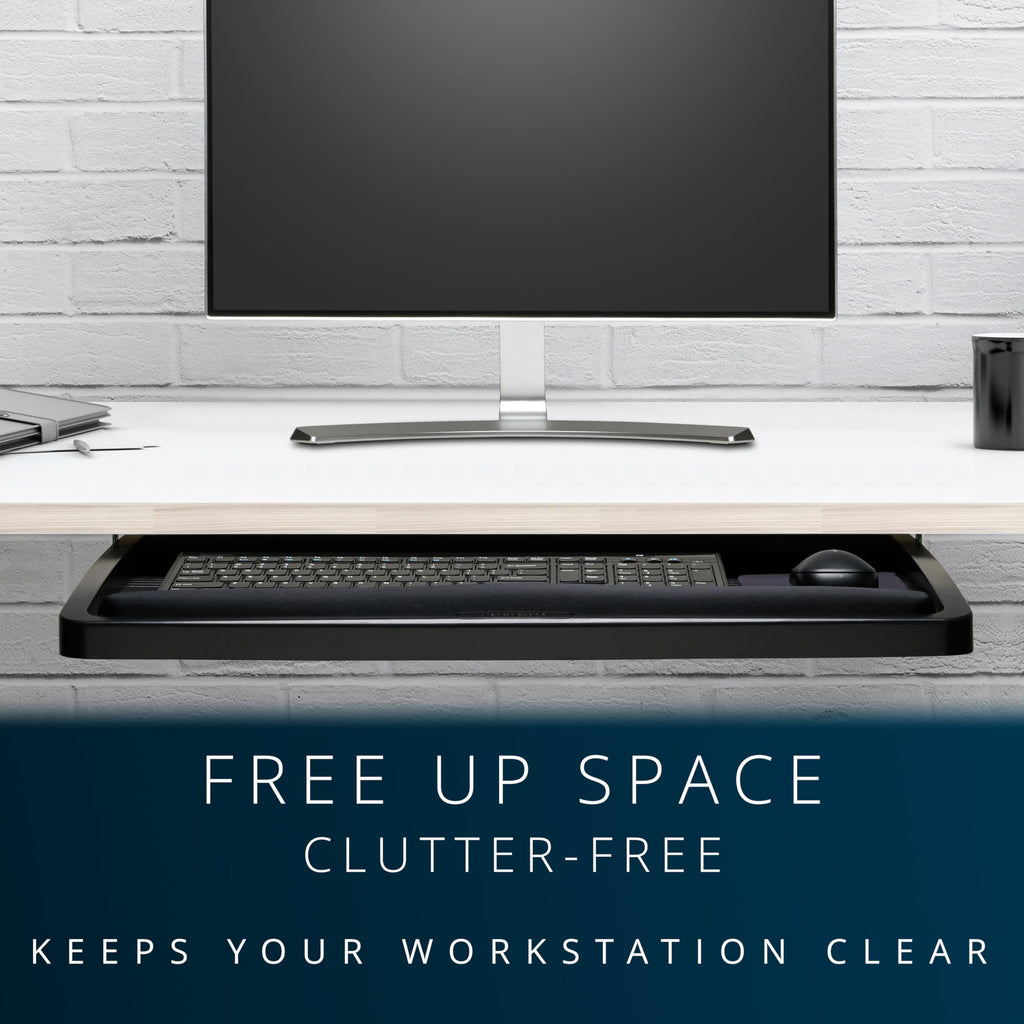 Keyboard Tray Under Desk, SmartFit Ergonomic Slide-Out Keyboard Drawer with Cable Management, Extra-Wide Height Adjustable Keyboard Holder, 24.5" x 11.75", Black K60004US