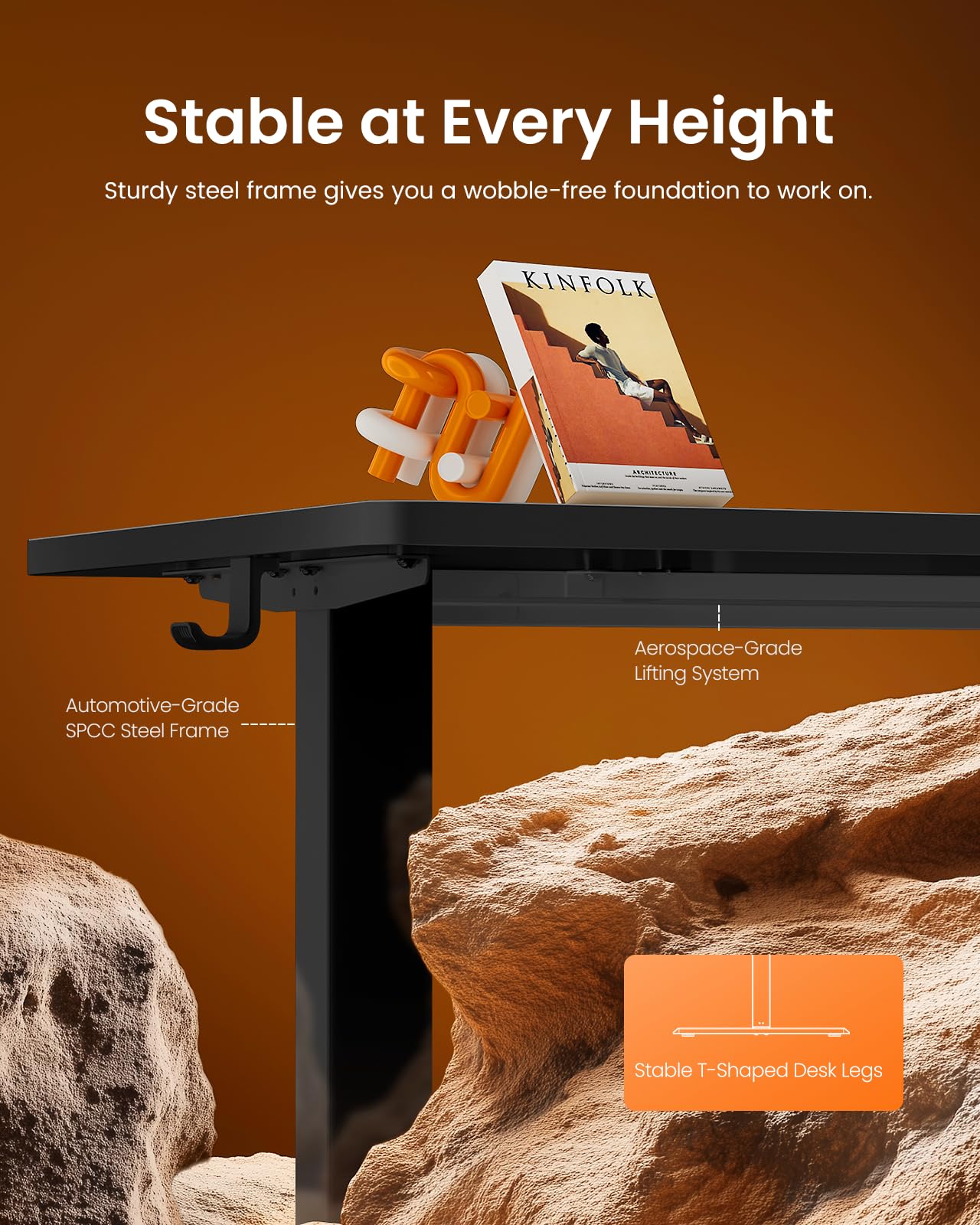 Height Adjustable Electric Standing Desk, 55 x 28 Inches Sit Stand up Desk, Memory Computer Home Office Desk, Carbon Fiber Black