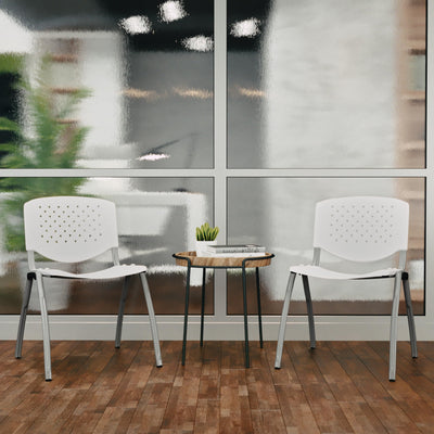 HERCULES Series 880 lb. Capacity White Plastic Stack Chair with Titanium Gray Powder Coated Frame