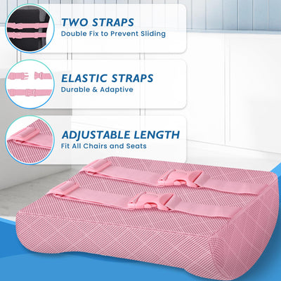 Lumbar Support Pillow for Office Chair Back Support Lumbar Pillow for Car, Gaming, Office Chair - Improve Sitting Posture & Back Pain Relief, Memory Foam, Adjustable Straps, Pink