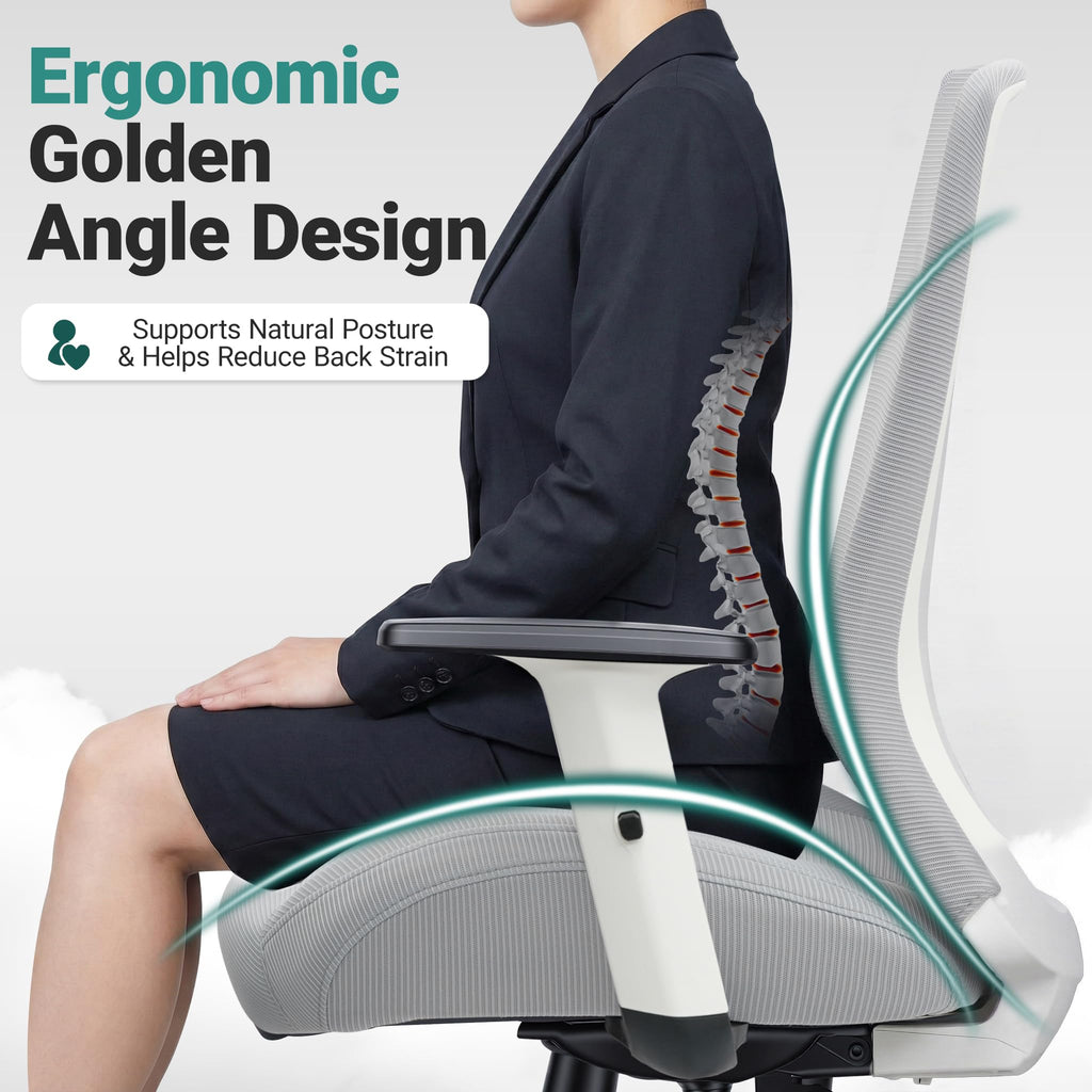 Big and Tall Home Office Desk Chair 500lb Capacity for Heavy People, Ergonomic Wide Mesh Desk Chair with Stepless Recline & Lock, 5.5" Thick Cushion, High Back, Adjustable Height & Armrests