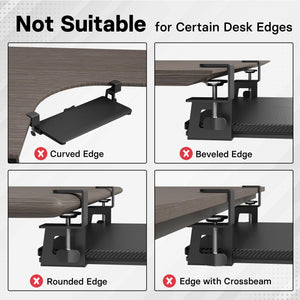 KMT01-PJ Under Desk Keyboard Tray, Pull-Out Keyboard & Mouse Platform with C-Clamp, 20 x 11.8 in Space-Saving Ergonomic Slide-Out Drawer, Black Carbon Fiber