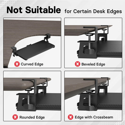 KMT01-PJ Under Desk Keyboard Tray, Pull-Out Keyboard & Mouse Platform with C-Clamp, 20 x 11.8 in Space-Saving Ergonomic Slide-Out Drawer, Black Carbon Fiber
