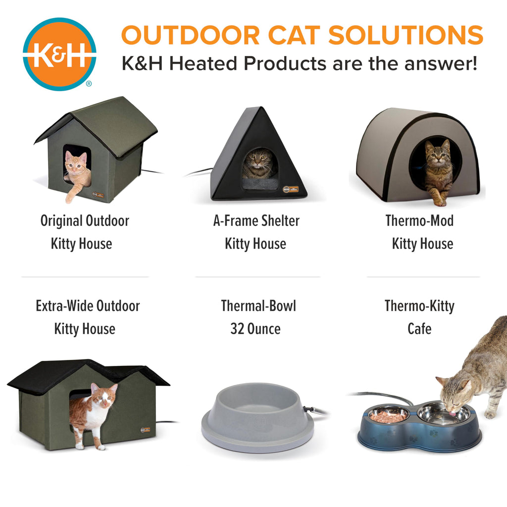 Extra-Wide Outdoor Cat House for Outside Pets, Weatherproof Outdoor House for Large Cats, Insulated Kitty Shelter, 2 Doors, Waterproof Removable Floor Pad, Unheated - Olive