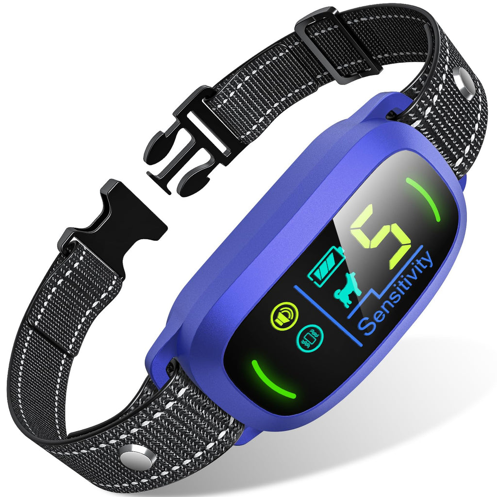 Dog Bark Collar for Large Medium Small Dogs, Rechargeable Smart Bark Collar, Anti Barking Training Collar with 5 Adjustable Sensitivity Beep Vibration (Purple)