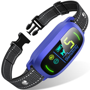 Dog Bark Collar for Large Medium Small Dogs, Rechargeable Smart Bark Collar, Anti Barking Training Collar with 5 Adjustable Sensitivity Beep Vibration (Purple)