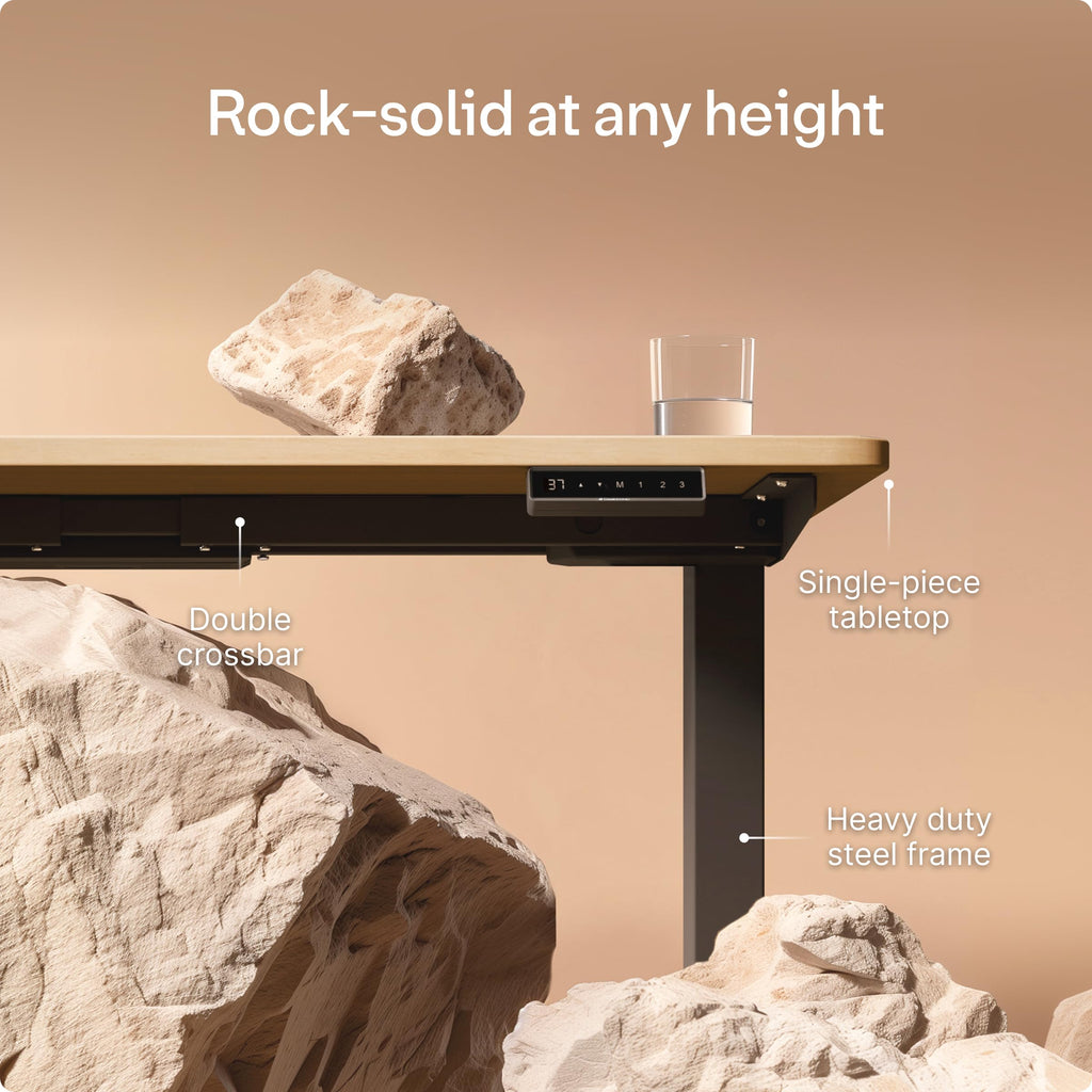 HomePro Standing Desk 54x28 — Made in Europe, Ergonomic Sit Stand Home Office Desk, Electric Height Adjustable, Dual Motor, USB & USB-C Charging, Wobble-Free, Touchscreen, 3 Memory Presets