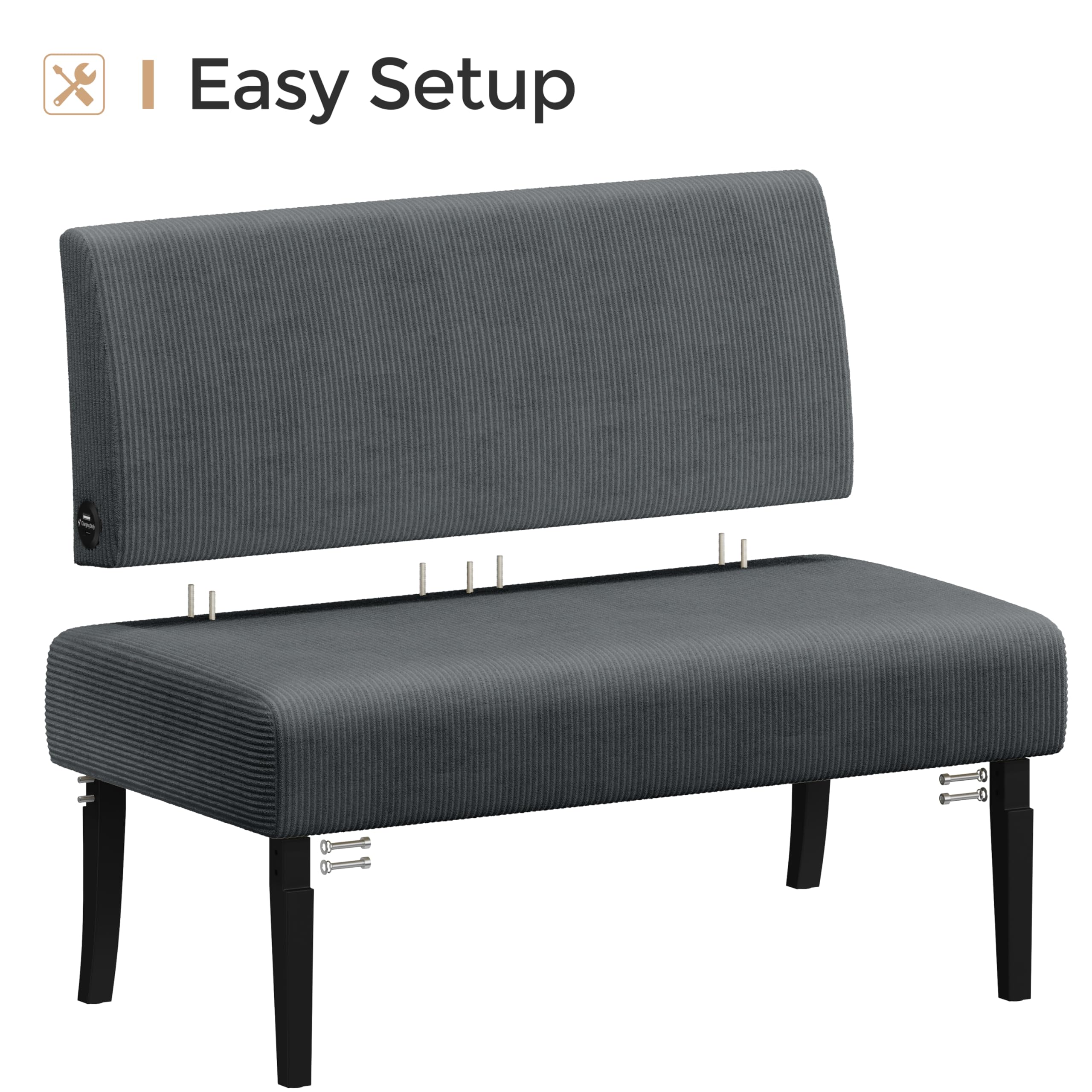 Small Comfy Sofa Mini Loveseat Couch 2-Seater Armless Sofa Chair, Corduroy Fabric & Easy Assembly, for Small Spaces Living Room,Bedroom,Dorm,Office, Dark Grey