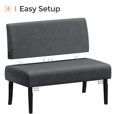 Small Comfy Sofa Mini Loveseat Couch 2-Seater Armless Sofa Chair, Corduroy Fabric & Easy Assembly, for Small Spaces Living Room,Bedroom,Dorm,Office, Dark Grey