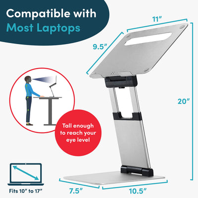 Laptop Stand for Desk, Ergonomic Sit to Stand Premium Aluminum Laptop Holder, Adjustable Height from 2.1
