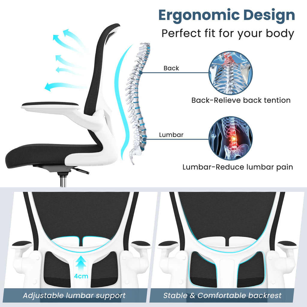 Drafting Chair, Tall Office Chair with Flip-up Armrests Executive Ergonomic Computer Standing Desk Chair, Office Drafting Chair with Lumbar Support and Adjustable Footrest Ring