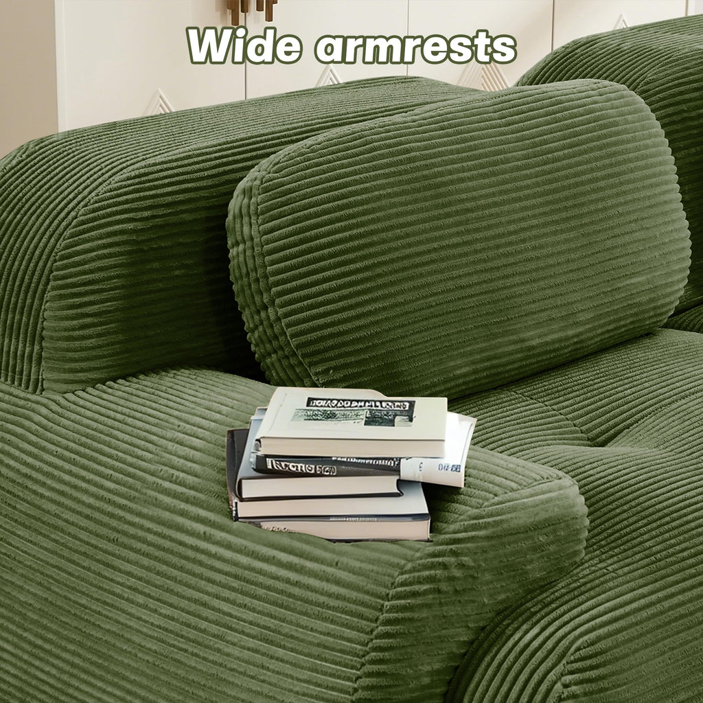 81.8 Inch Modular Sectional Sofa, Loveseat Cloud Couch with Deep Seat, Boneless Couch with Pillows for Living Room Apartment, Green