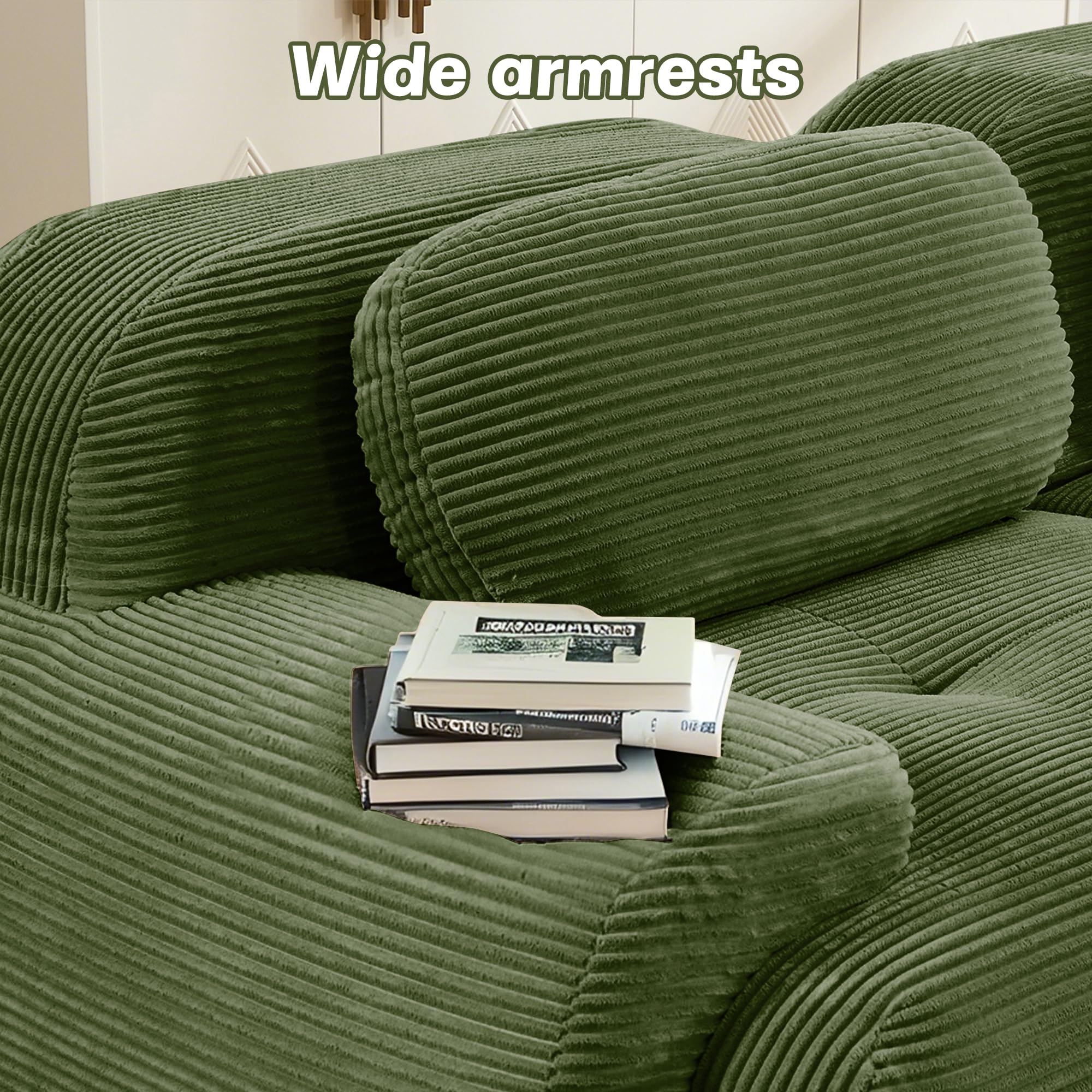 81.8 Inch Modular Sectional Sofa, Loveseat Cloud Couch with Deep Seat, Boneless Couch with Pillows for Living Room Apartment, Green