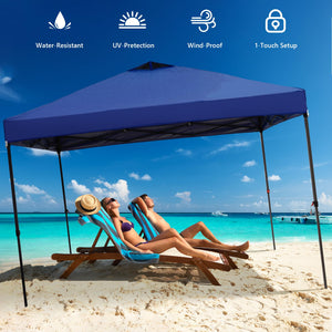 12x12 Pop Up Canopy Tent with 4 Sidewalls, Easy Set up with One Push Lift Gazebo with Wheel Bag and4 Sandbags,Carpas for Events, Parties,Camping, Navy Blue.