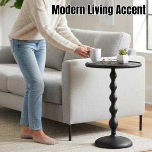 Round Metal End Tables for Living Room, Modern Metal Accent, Modern Side Table, Bedroom Nightstand, Small Coffee, Space-Saving, Easy Assembly 14.5