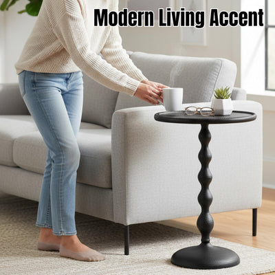 Round Metal End Tables for Living Room, Modern Metal Accent, Modern Side Table, Bedroom Nightstand, Small Coffee, Space-Saving, Easy Assembly 14.5