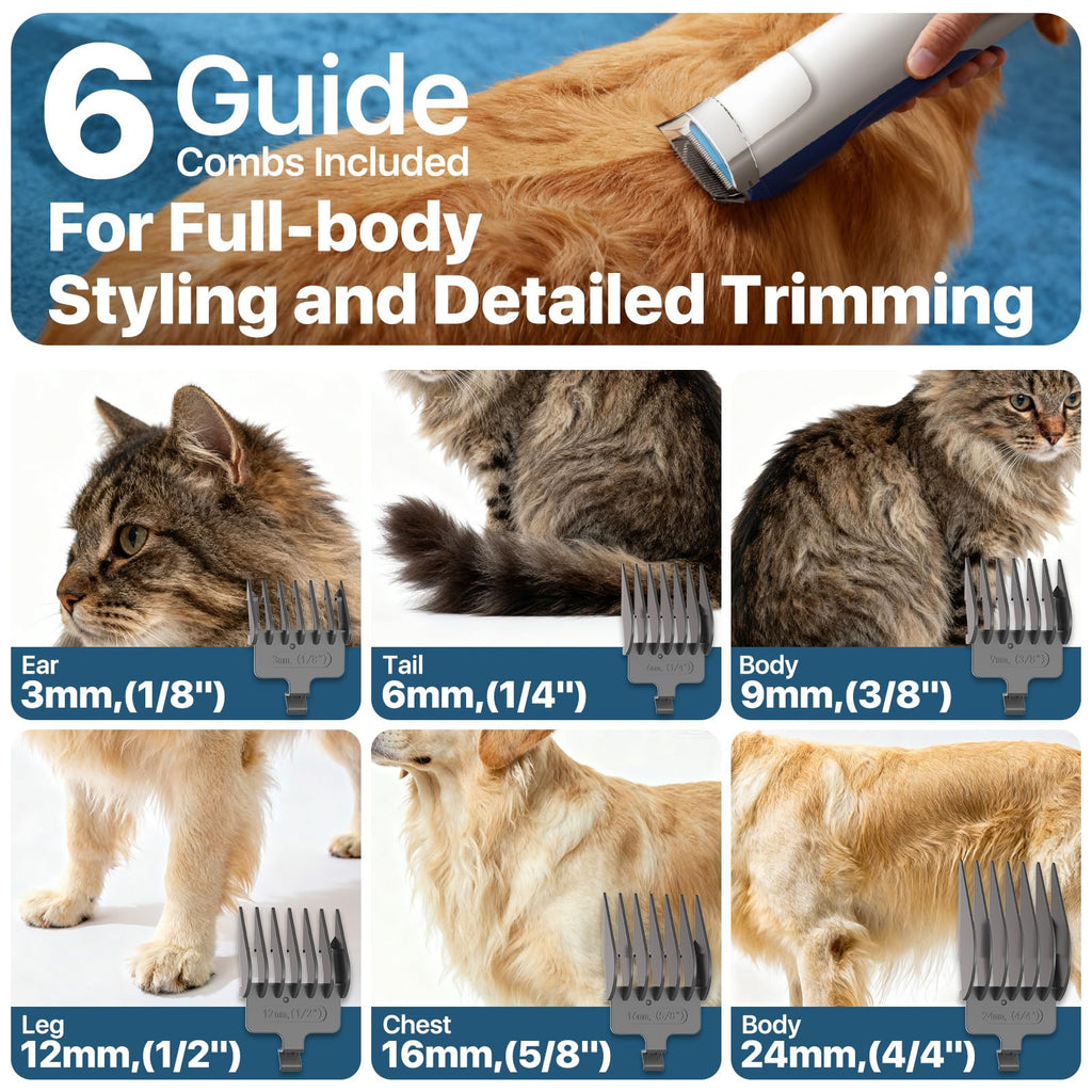 Dog Grooming Kit with Vacuum, 15000Pa Pet Hair Clipper and Shedding Brush, 50dB Low Noise, 2L Capacity, White