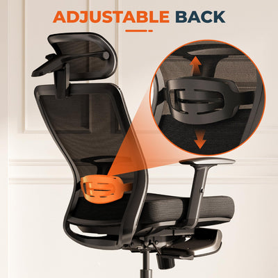 ErgoChair Pro Big and Tall Office Chair, Swivel Computer Chair, Home Office Desk Chairs， with Lumbar Support/17in Retractable Footrest/4D Headrest/400lbs Heavy Duty,Foam Seat Cushion,Black
